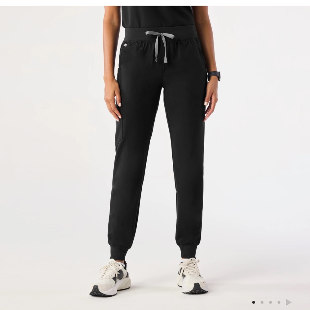 Figs Black Joggers with Light Gray Tie
